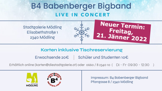„ICE AGE 21“ – B4 Babenberger Bigband live in concert